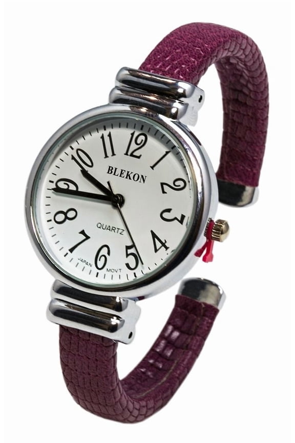 Collections Japanese Quartz Women's 31mm Case Snake Pattern Leather Cuff Bangle Watch