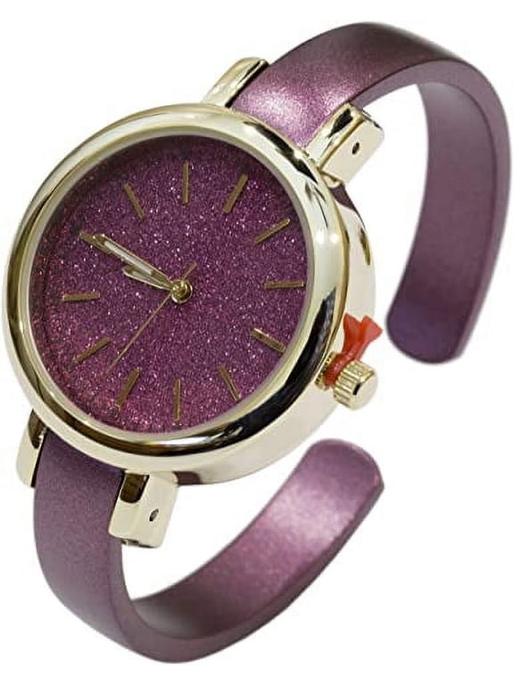 Collections Japanese Quartz Women's 33mm Case Sparkly Dial Solid Metal Cuff Watch