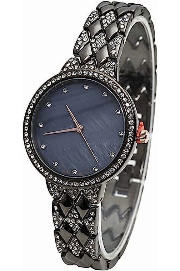 Collections Japanese Quartz Women's 34mm Case Rhinestone Bezel Link Bracelet Watch