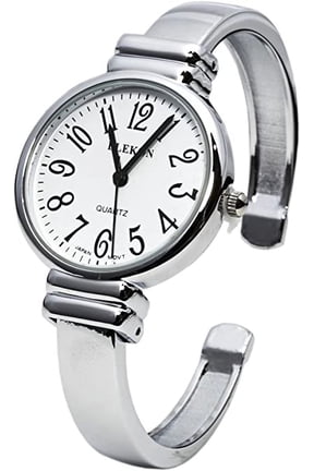 Collections Japanese Quartz Women's Easy to Read Round 31mm Case Metal Cuff Bangle Watch