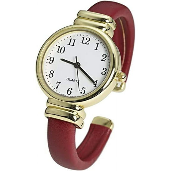 Blekon Collections Japanese Quartz Women's Gold 31mm Case Smooth Bangle Bracelet Cuff Watch