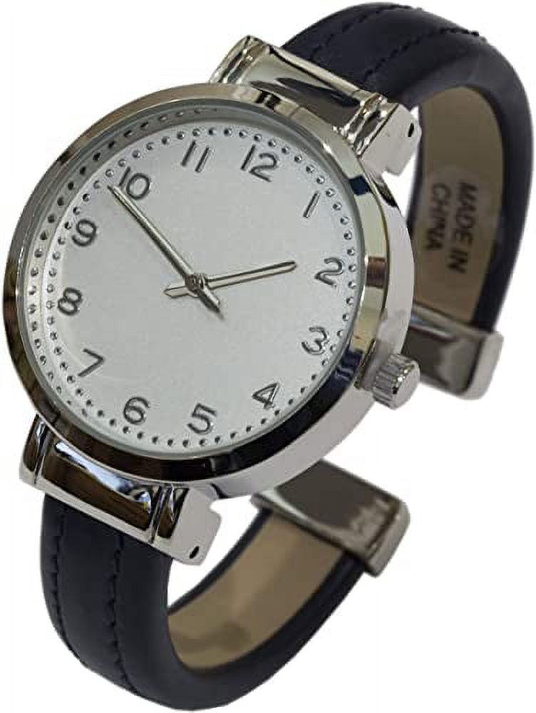 Blekon Collections Japanese Quartz Womens Fashion Leather Bangle Cuff Watch