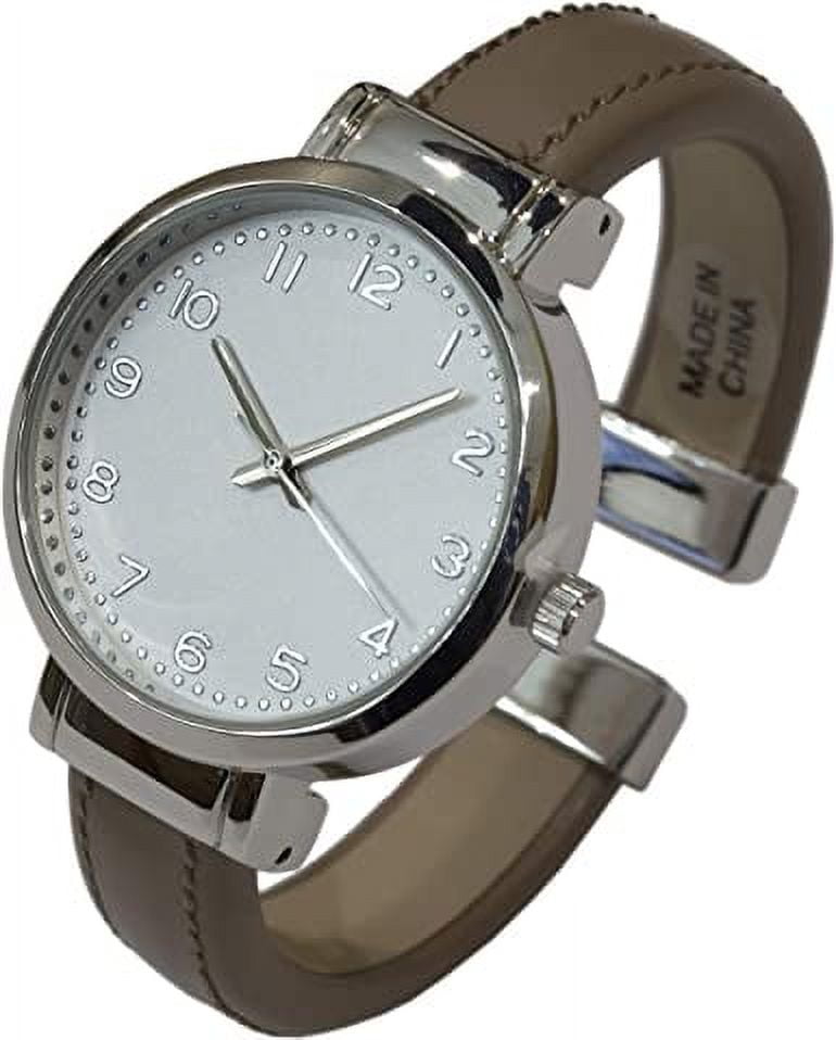 Blekon Collections Japanese Quartz Womens Fashion Leather Bangle Cuff Watch