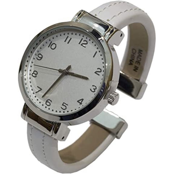 Blekon Collections Japanese Quartz Womens Fashion Leather Bangle Cuff Watch