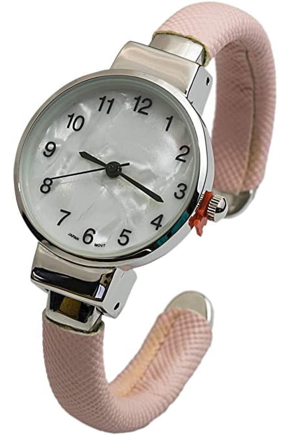Collections Japanese Quartz Womens Trendy Classic 26mm Case Leather Bangle Cuff Watch