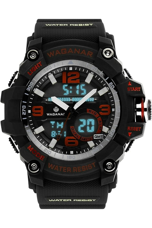 Mens Analog Digital LED 30M Waterproof Outdoor Sport Watch Military Multifunction Casual Dual Display 12H/24H Stopwatch Calendar Wrist Watch