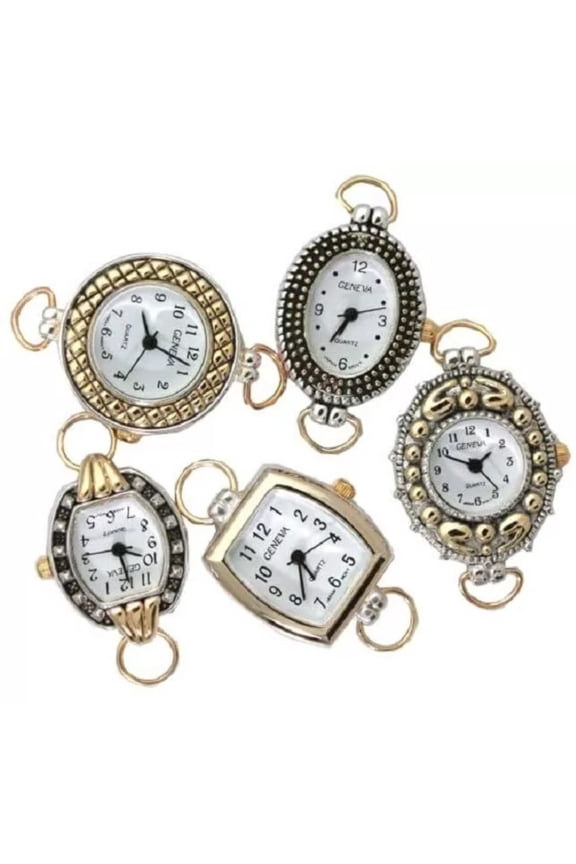 Collections 5-Pack Watch Faces for Beading & DIY Jewelry – With Loops, Batteries Included
