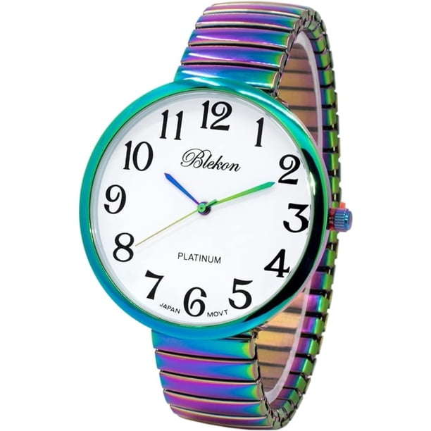 Large Face Stretch Band Luminous Hands and Numbers Dial Japanese Move Watch 71u5QPPFoFL._AC_SY350_QL30_.jpg main image 3