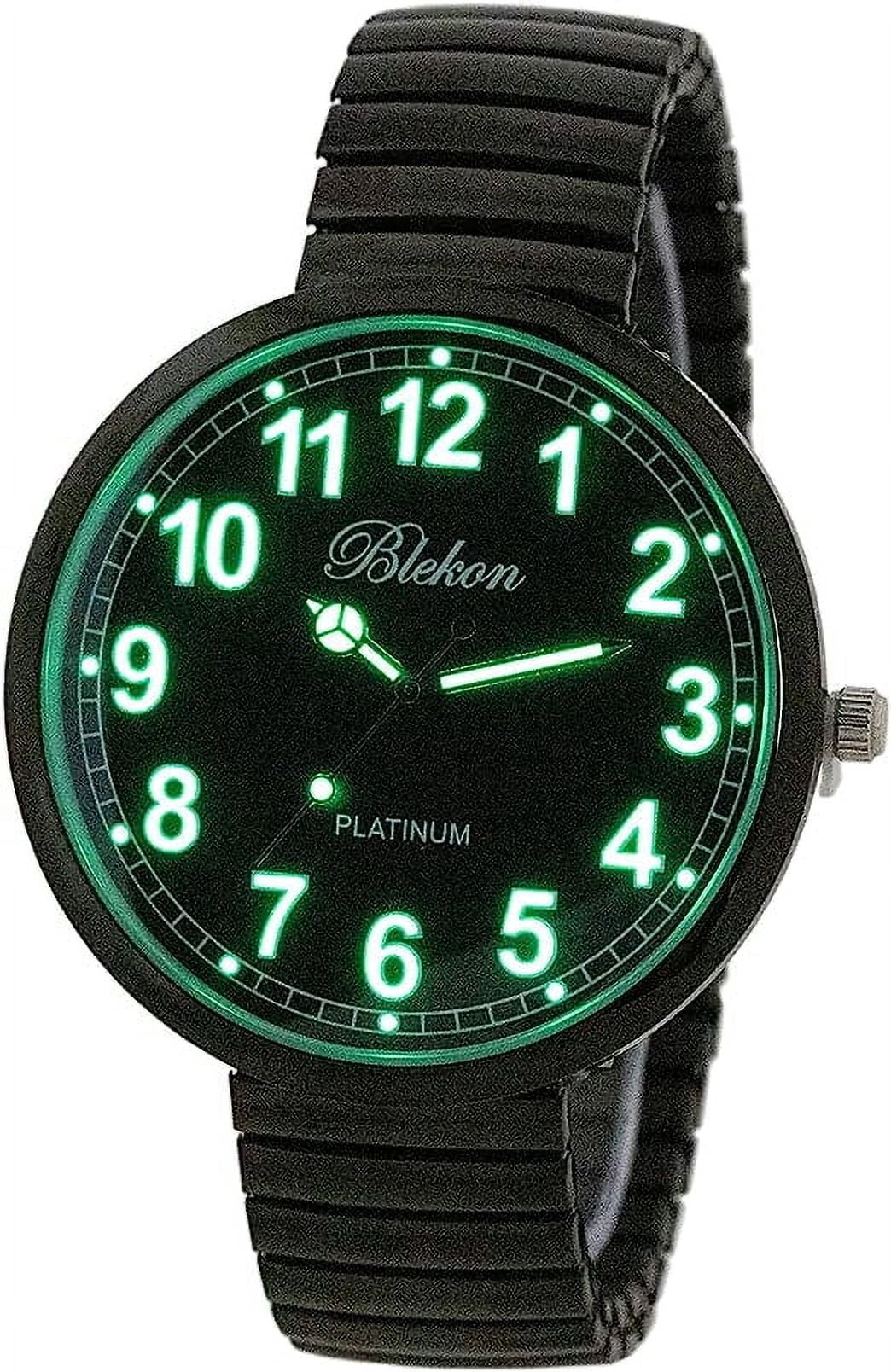 Blekon Collections Women’s Super Large Face Watch – Stretch Band, Luminous Hands & Numbers, Japanese PC21J Movement
