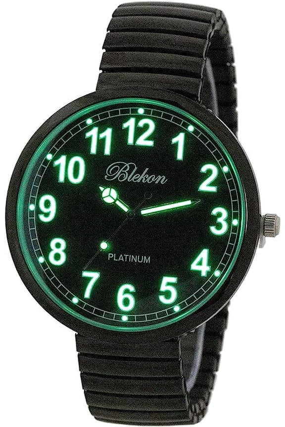 Collections Women’s Super Large Face Watch – Stretch Band, Luminous Hands & Numbers, Japanese PC21J Movement