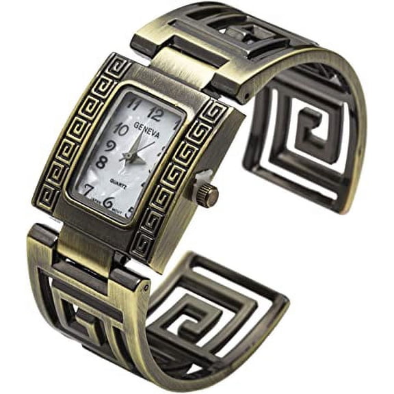 Blekon Collections Pewter Brushed Finish Designer Style Fashion Women's Bangle Cuff Watch