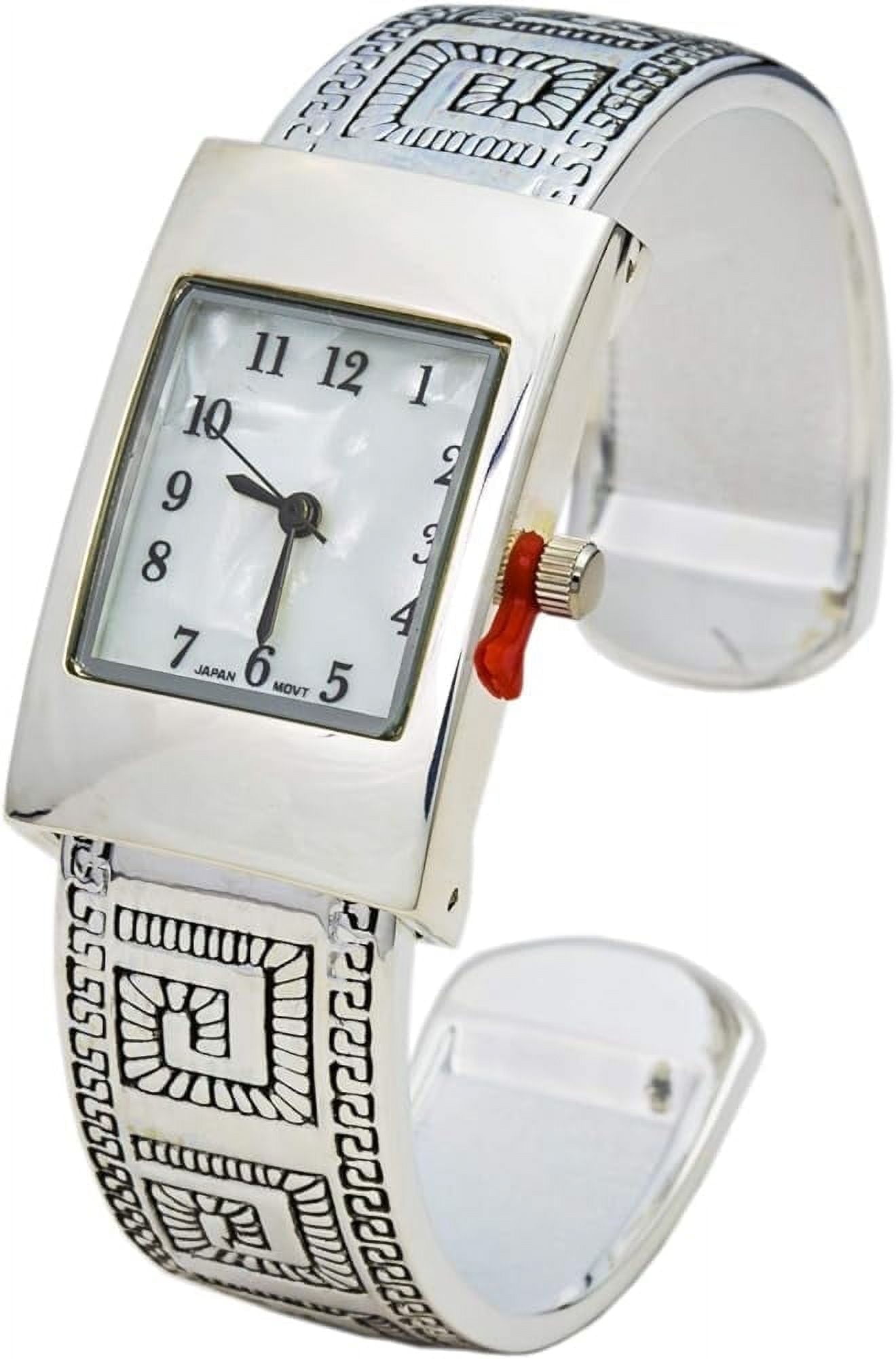 Blekon Collections Quartz 21mm Rectangle Concho Cuff Bangle Watch (Silver)　並行輸入 Blekon Collections Quartz Womens 21mm Case Scaled Patterned Bangle