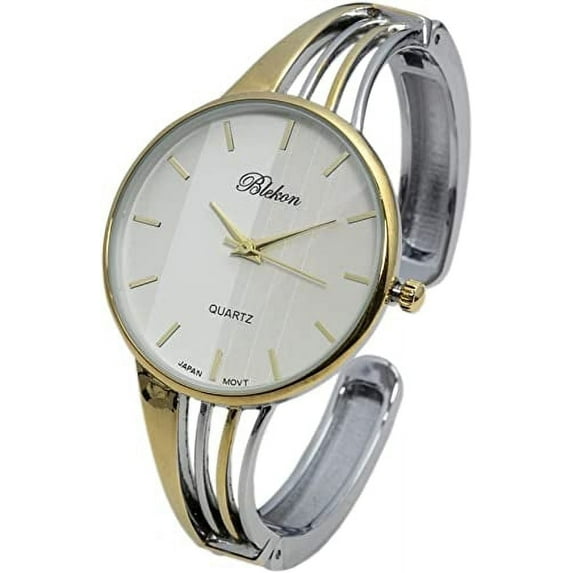 Blekon Collections Quartz Women's 34mm Case Elegant Cuff Bangle Watch