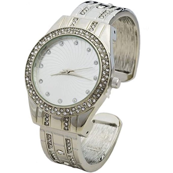 Blekon Collections Quartz Women's 34mm Case Elegant Rhinestone Bangle Watch