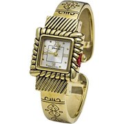 Blekon Collections Quartz Women's Square 22mm Metal Concho Cuff Bangle Watch