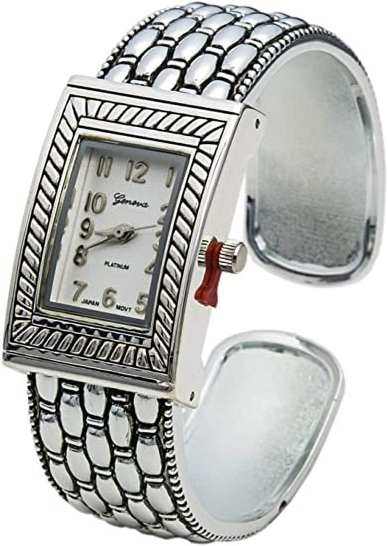 Blekon Collections Quartz 21mm Rectangle Concho Cuff Bangle Watch (Silver)　並行輸入 Blekon Collections Quartz Womens 21mm Case Scaled Patterned Bangle