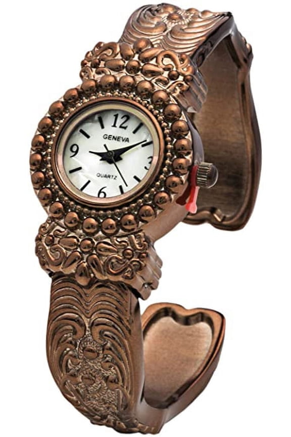 Collections Quartz Womens 24mm Intricate Concho Cuff Bangle Analog, Casual Watch