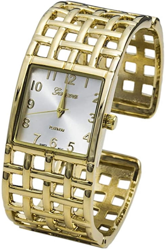 Collections Quartz Womens 25mm Square Waffle Outdoor Design Bangle Watch