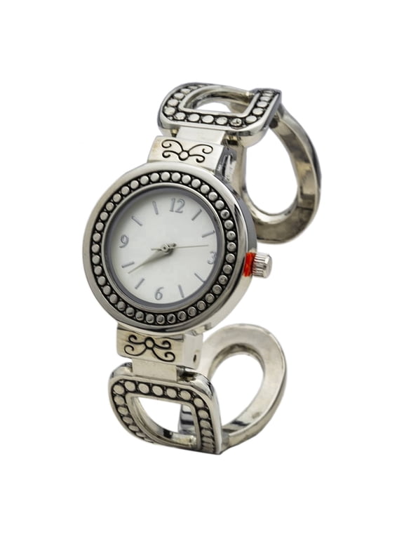 Collections Women's Antique Concho Bangle Watch, 29mm Analog Quartz Wrist Watch, Western Style Bracelet Watch, Fashion Dress Cuff Watch