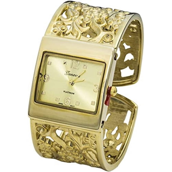 Blekon Collections Quartz Womens 29mm Outdoor Case Intricate Designed Cuff Bangle Watch