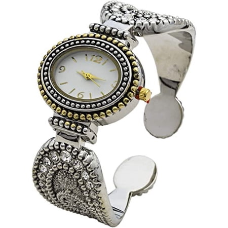 Blekon Collections Quartz Womens 32mm Case Intricate Cuff Bangle Watch