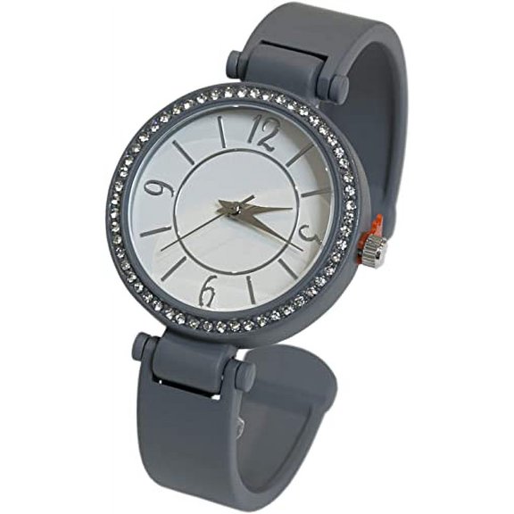 Blekon Collections Quartz Womens Rhinestone Bezel Matte Finished Cuff Bangle Watch