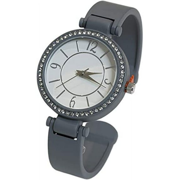 Blekon Collections Quartz Womens Rhinestone Bezel Matte Finished Cuff Bangle Watch