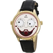 Blekon Collections Unisex 42mm Case Intricate Joker Face Genuine Leather Strap Watch