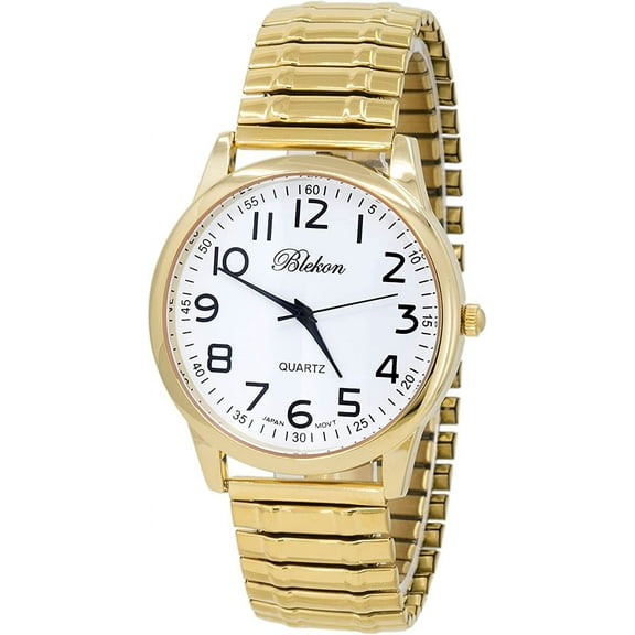 Blekon Collections Unisex Adult Large Face Easy to Read 40mm Case Japanese Quartz Movement Stretch Band Watch