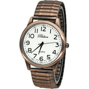 Blekon Collections Unisex Large Face Easy to Read 40mm Case Japanese Quartz Movement Stretch Band Watch Copper