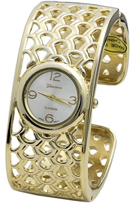 Blekon Collections Women's 24mm Case Gold Simple Designed Cuff Bangle Watch