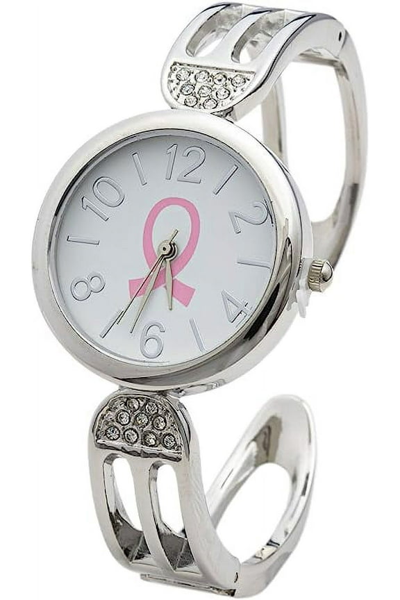 Collections Women's 30mm Case Breast Cancer Symbol Cuff Bangle Watch
