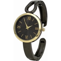 Blekon Collections Women’s 30mm Case Black Glossy Cuff Bangle Watch, Elegant Fashion Timepiece