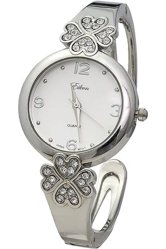 Collections Women's 30mm Case Intricate Flower Design Cuff Bangle Watch