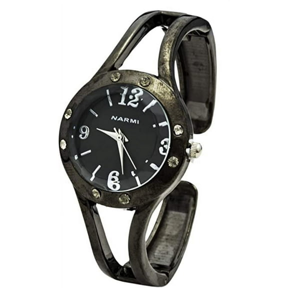 Blekon Collections Women's 31mm Case Cut-Crystal Bezel Bangle Watch