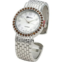 Blekon Collections Women's 33mm Case Colored Rhinestone Cuff Bangle Watch