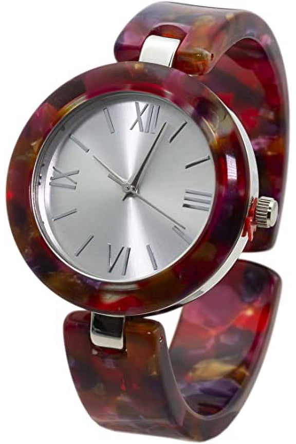 Collections Women's 34mm Case Elegant Multicolor Acrylic Bangle Watch