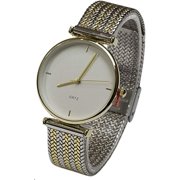 Blekon Collections Womens 34mm Case Japanese Quartz Modern Trendy Two-Tone Mesh Bracelet Watch