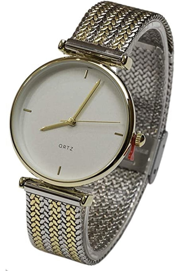 Collections Women's 34mm Case Japanese Quartz Modern Trendy Two-Tone Mesh Bracelet Watch