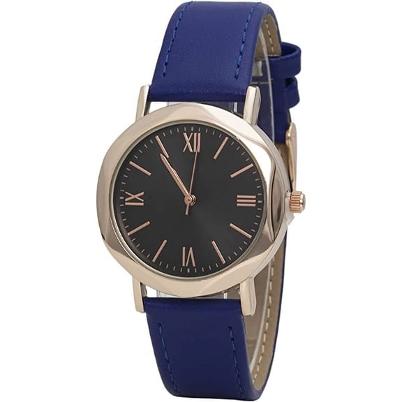 Blekon Collections Women's 35mm Case Curve Angled Bezel Leather Buckle Strap Watch