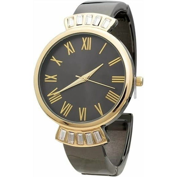 Blekon Collections Women's 36mm Cuff Bangle Watch – Quartz Movement, Roman Numerals, Sleek Metal Bracelet – Fits 7–8" Wrists