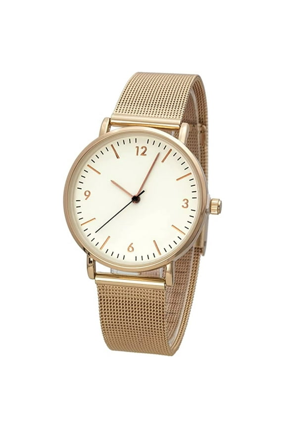 Collections Womens 37mm Case Analog Rose-Gold Mesh Deployment Clasp Band Watch