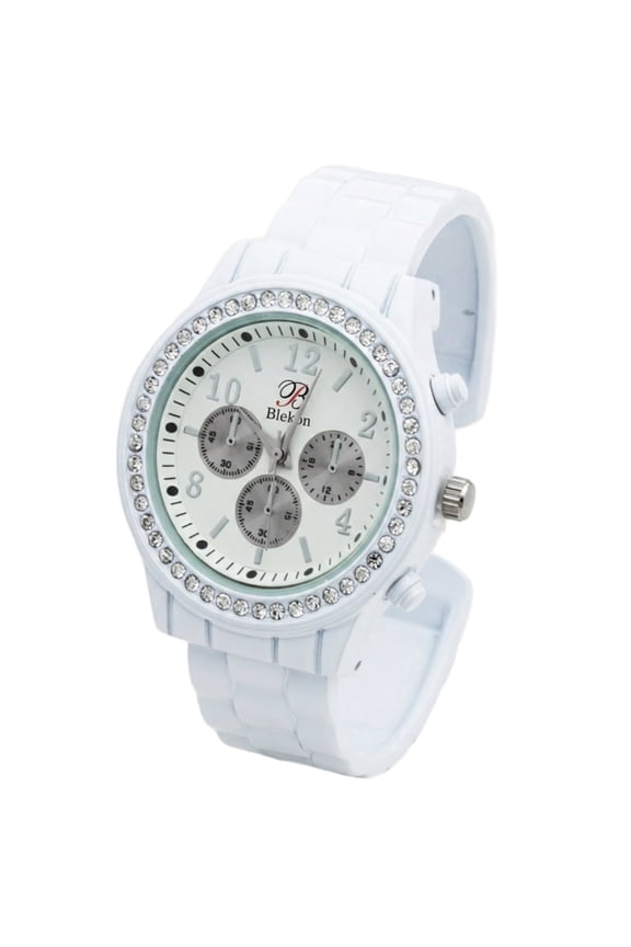 Women's 37 MM Casual Classic Cuff Bangle Wristwatch, White