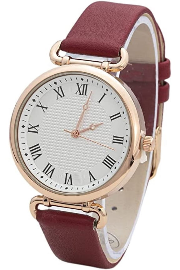 Collections Women's 37mm Case Roman Markings Leather Strap Watch