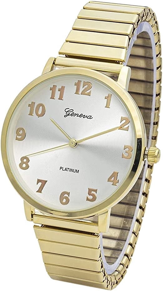 Blekon Collections Women's 38mm Case Metal Glossy Stretch Band Watch