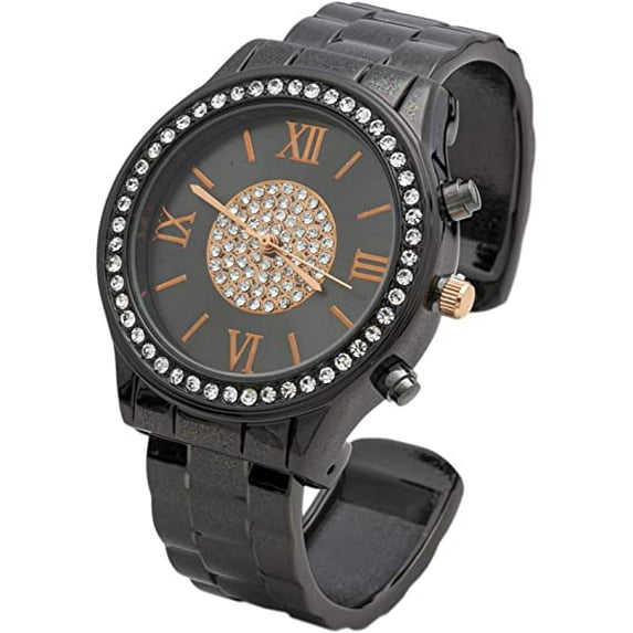 Blekon Collections Women's 38mm Case Rhinestone Bezel Bangle Watch