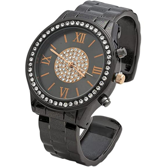 Blekon Collections Women's 38mm Case Rhinestone Bezel Bangle Watch