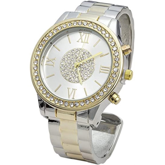 Blekon Collections Women's 38mm Case Rhinestone Bezel Bangle Watch