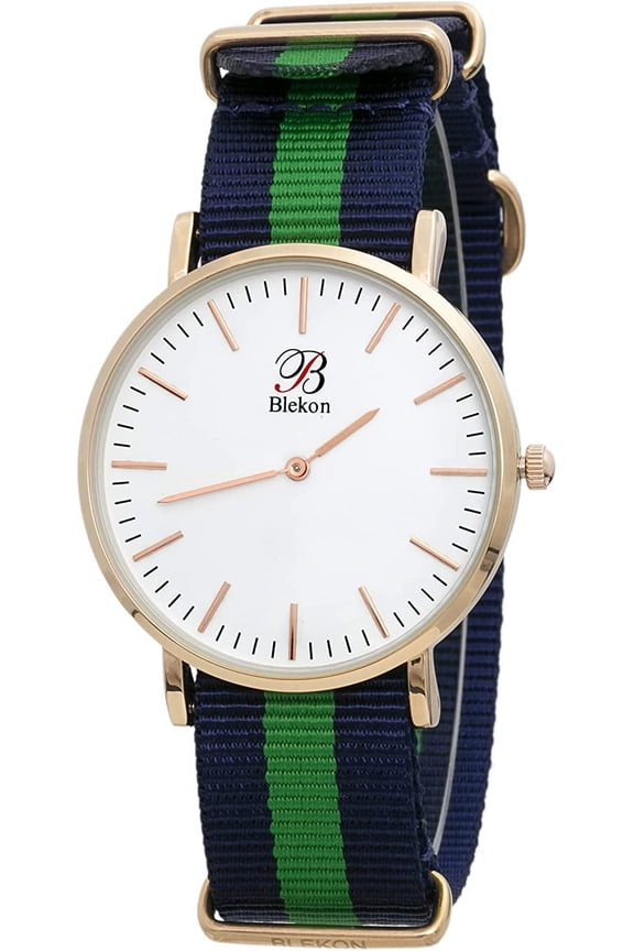 Collections Women's 40mm Ultra Thin Case Slip Through Indexed Dial Multicolor Nylon Strap Watch