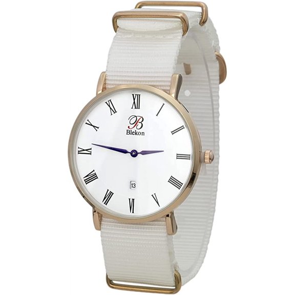 Blekon Collections Women's 40mm Ultra Thin Case Slip Through Multicolor Nylon Strap Watch
